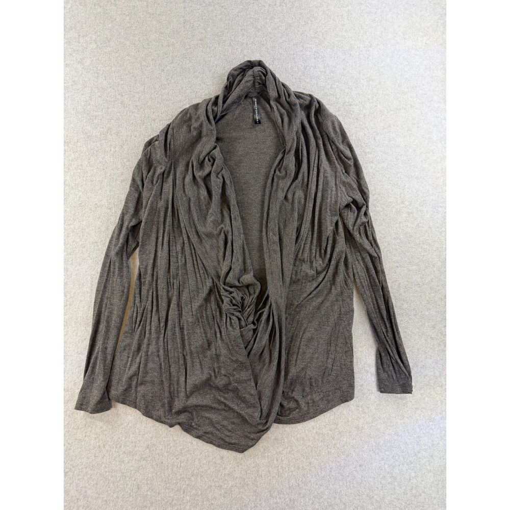 Rags & Couture Women’s L Gray Draped Open Front Cardigan Ruched 3175